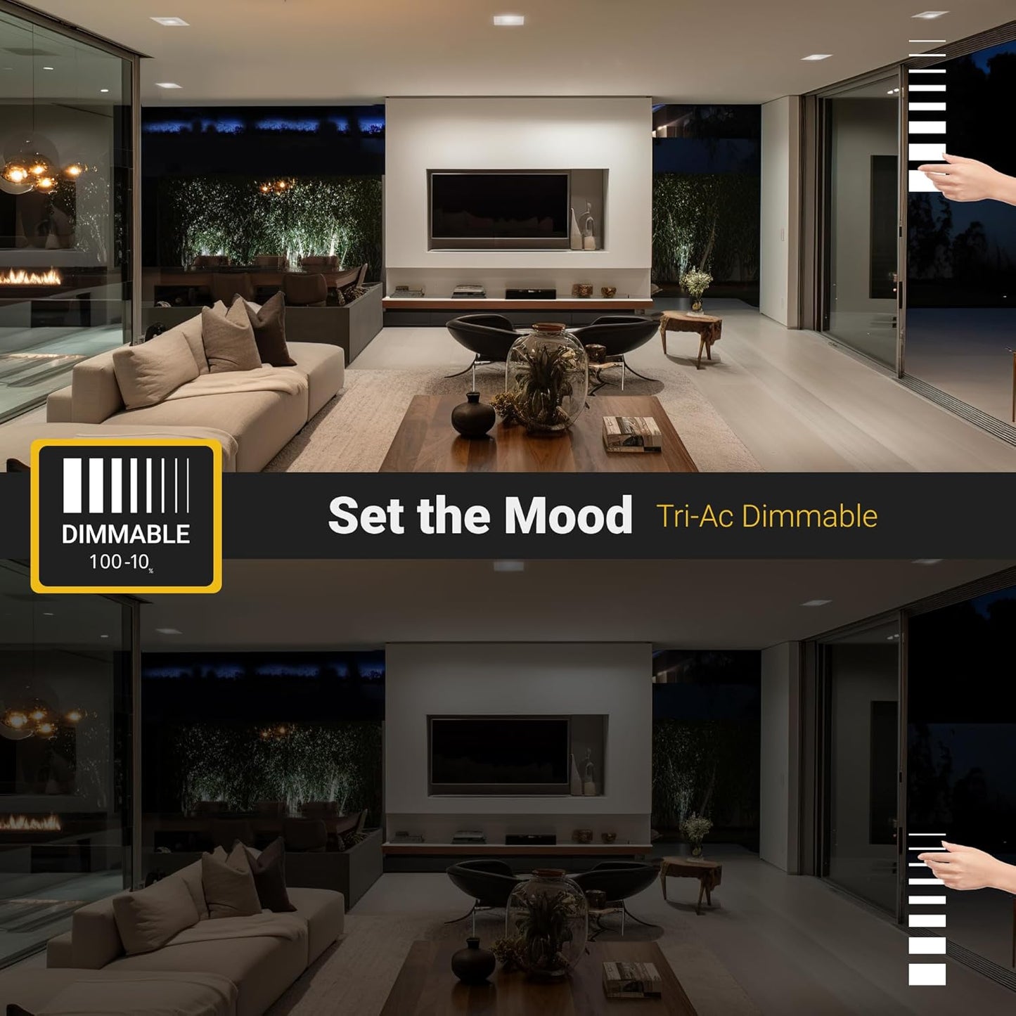 12 Pack, 4 Inch Square MR16 LED Recessed Lighting, Selectable Color Temp, Dimmable, 12V LED
