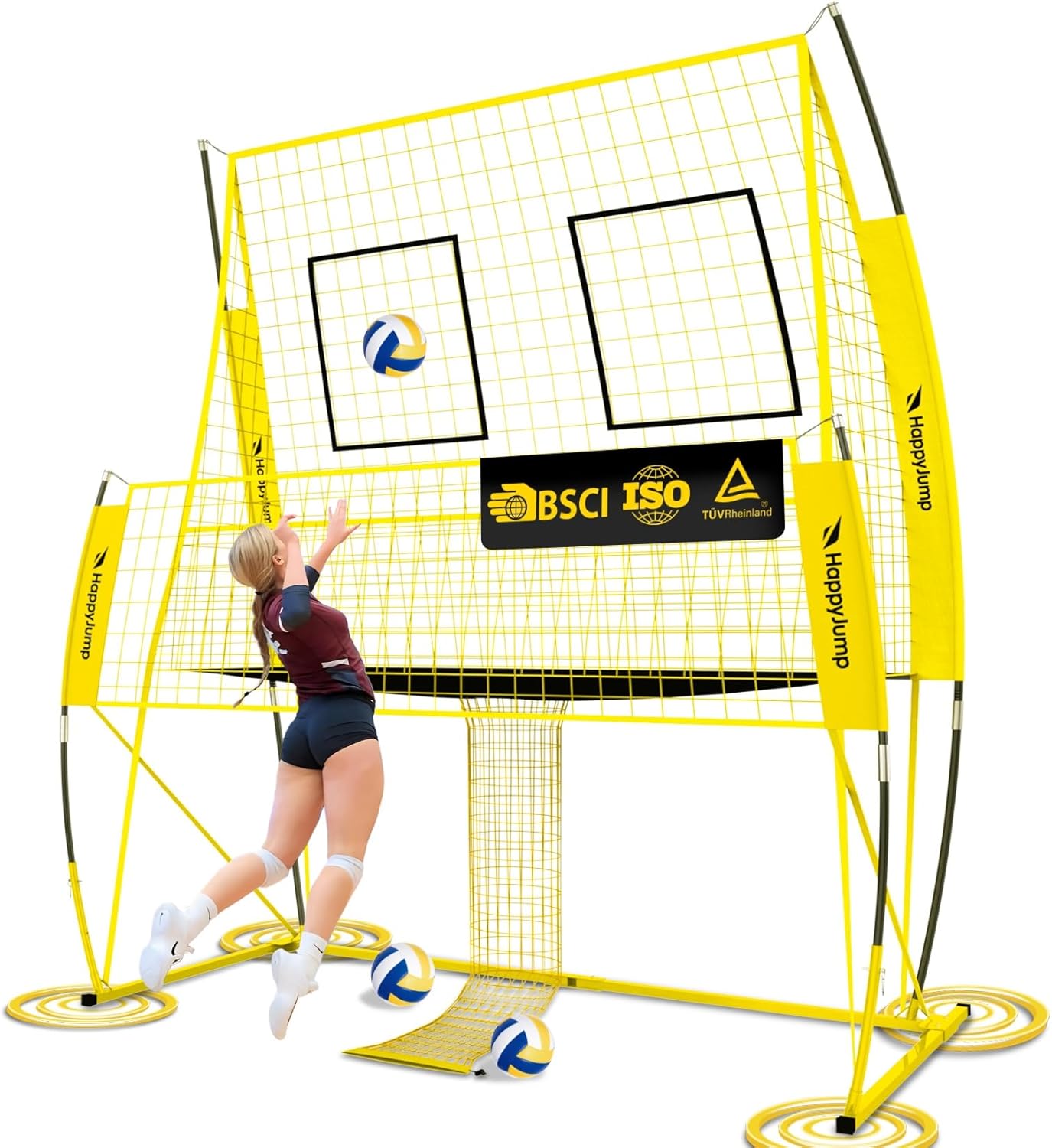 Adjustable Volleyball Training Net Equipment System 8x11 FT with Volleyball Practice for Adult Backyard Indoor Outdoor