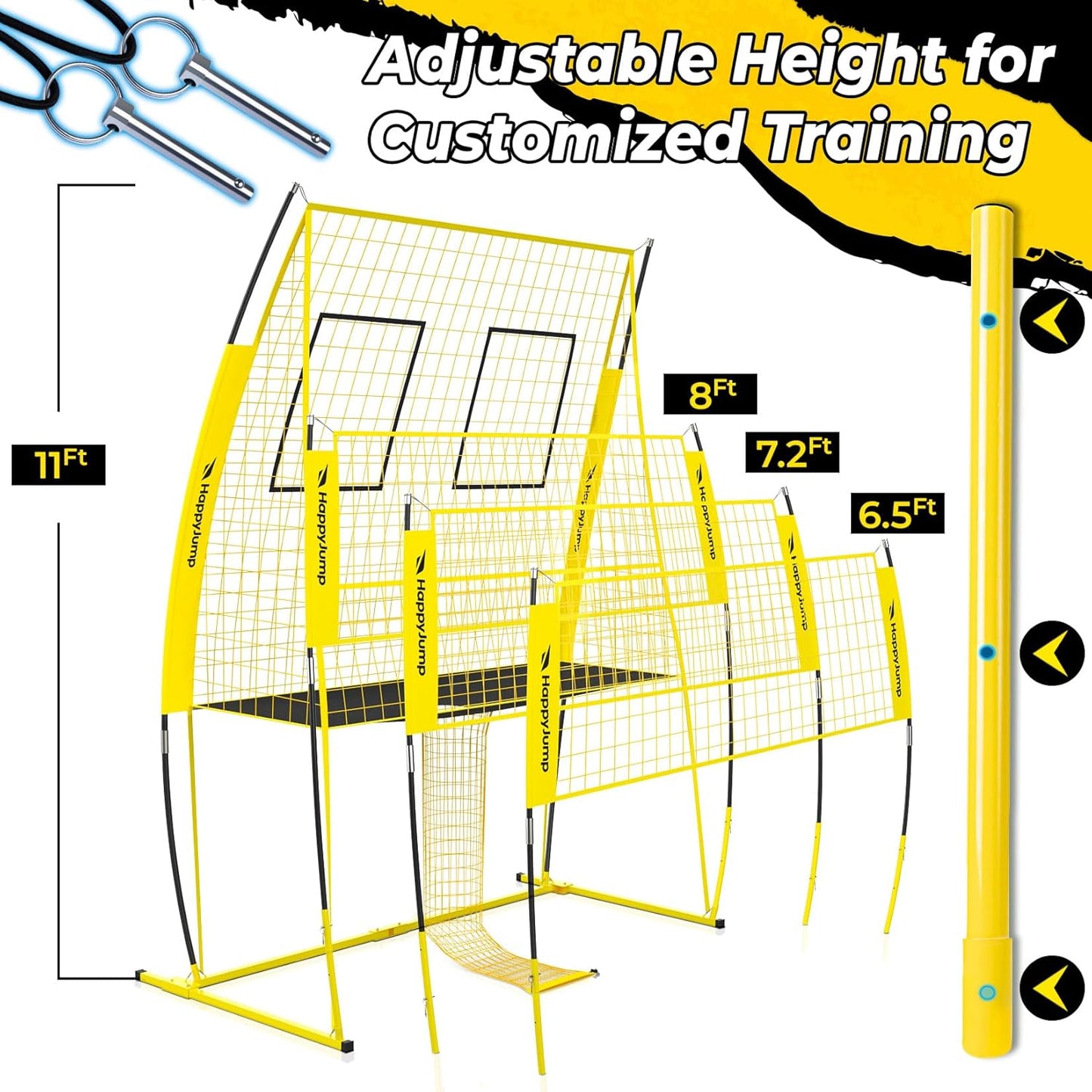Adjustable Volleyball Training Net Equipment System 8x11 FT with Volleyball Practice for Adult Backyard Indoor Outdoor