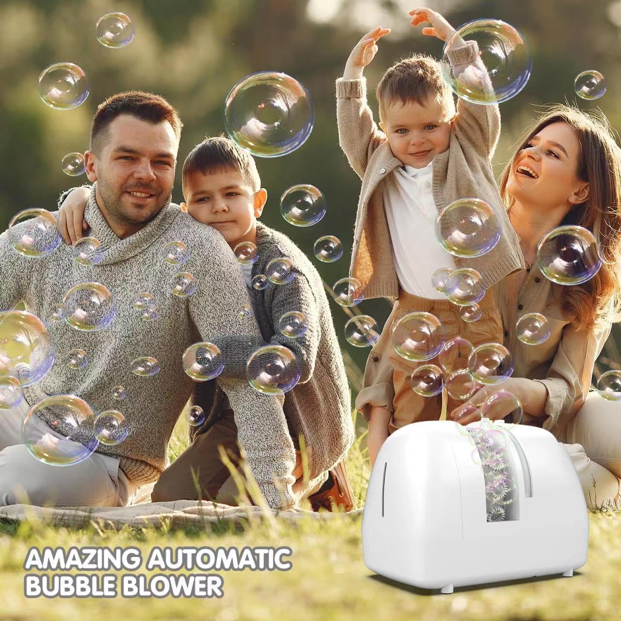 Auto-Refill Bubble Machine for Kids - 400ml Bubble Toy with 2 Speeds, Adjustable Nozzle & Dual Power (Battery/AC)