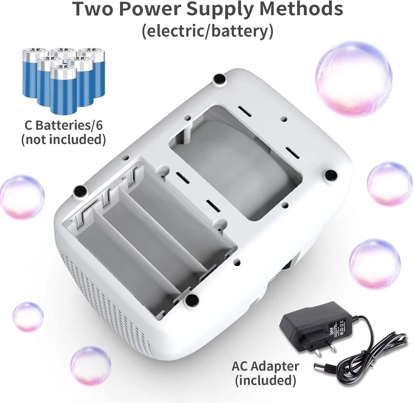 Auto-Refill Bubble Machine for Kids - 400ml Bubble Toy with 2 Speeds, Adjustable Nozzle & Dual Power (Battery/AC)