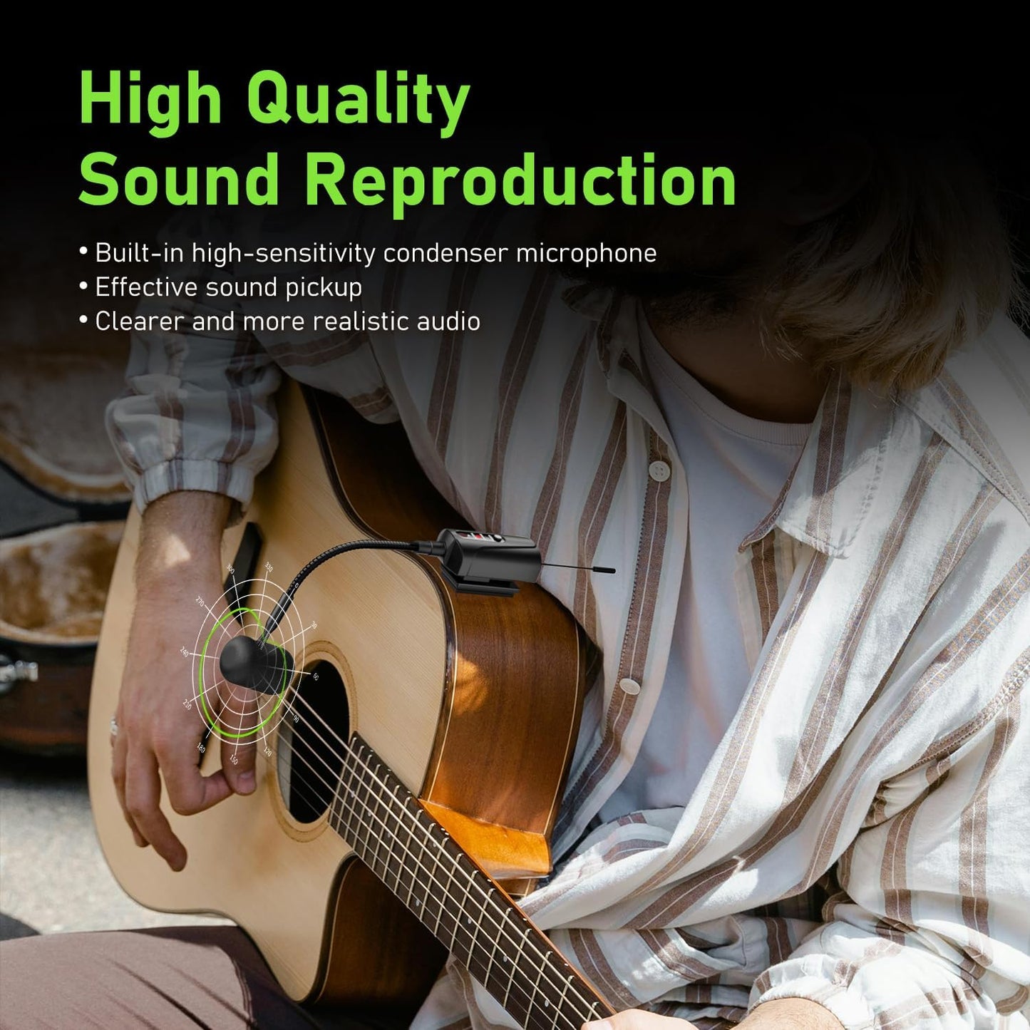 Acoustic Guitar Wireless Microphone with Transmitter and 6.35mm Receiver