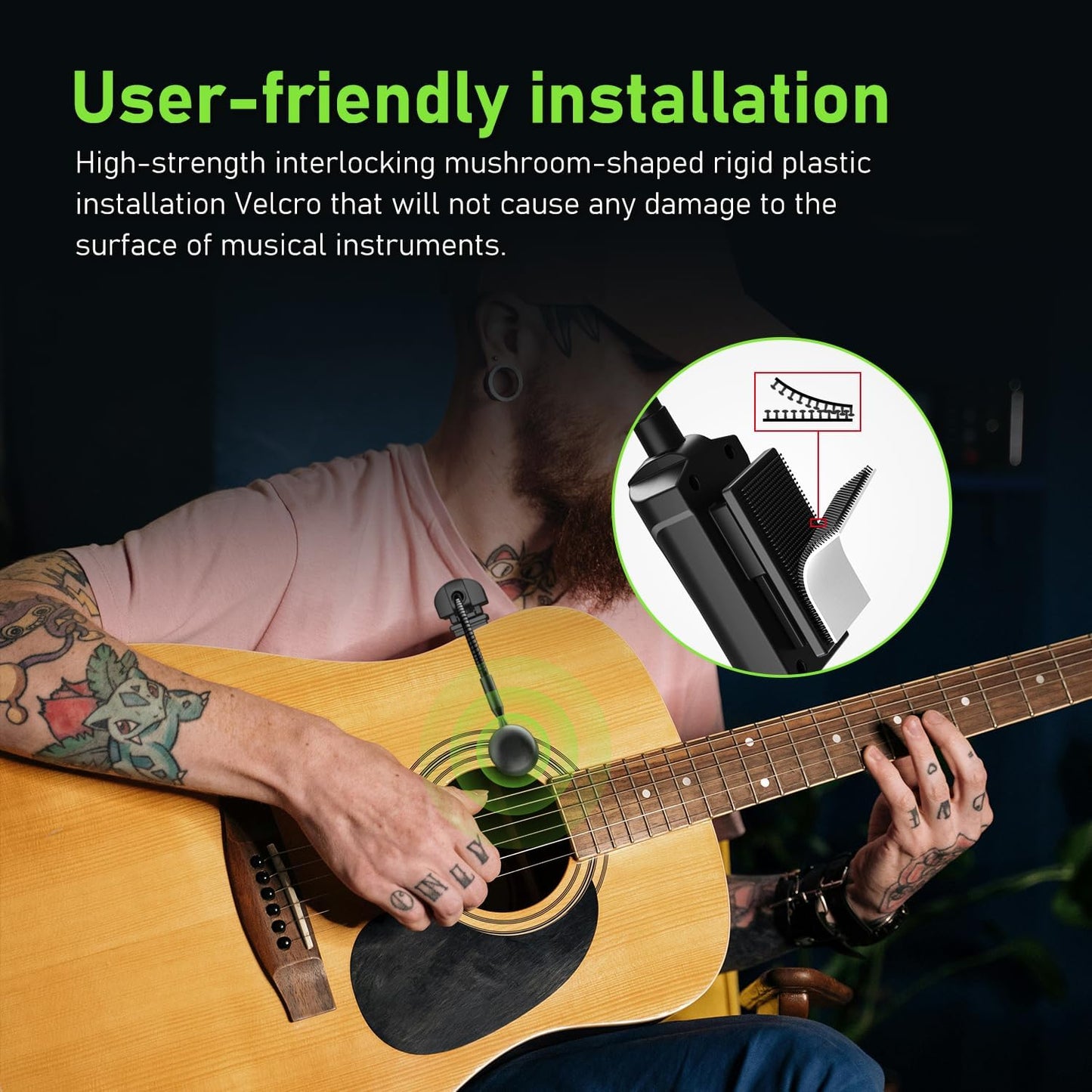 Acoustic Guitar Wireless Microphone with Transmitter and 6.35mm Receiver