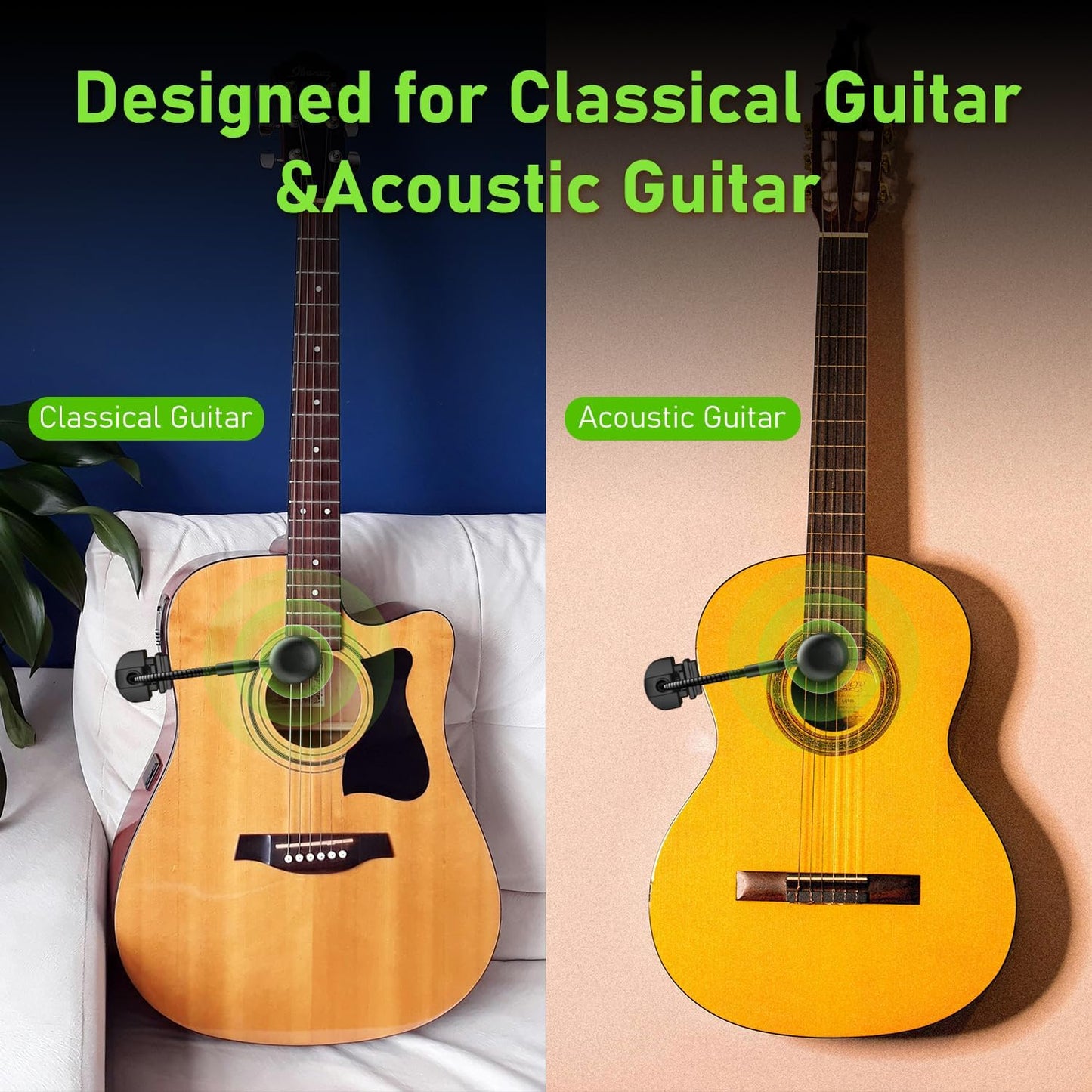 Acoustic Guitar Wireless Microphone with Transmitter and 6.35mm Receiver