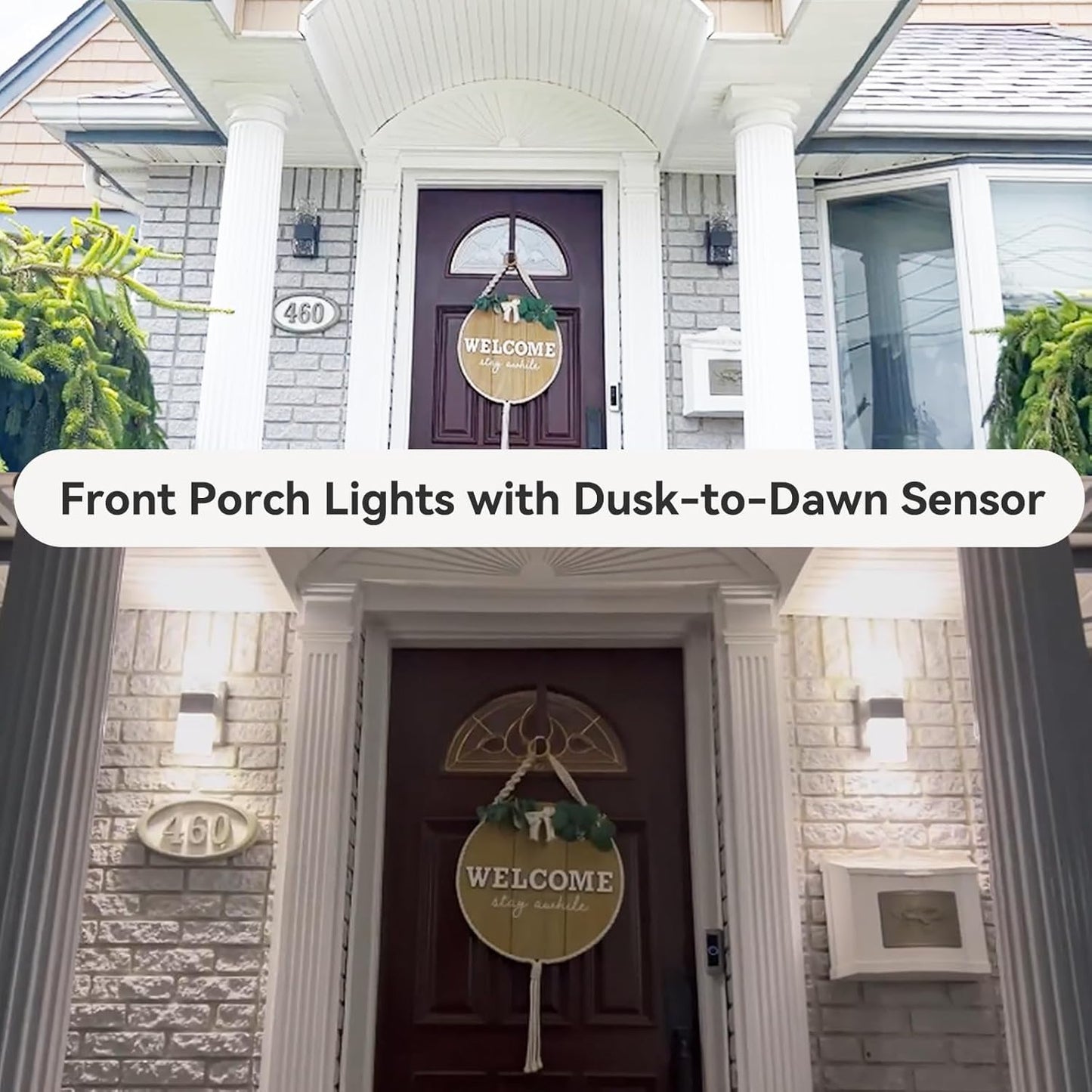 2-Pack Dusk to Dawn Outdoor Wall Lights,Exterior Light Fixtures Wall Mount with Water Ripple Glass, Waterproof