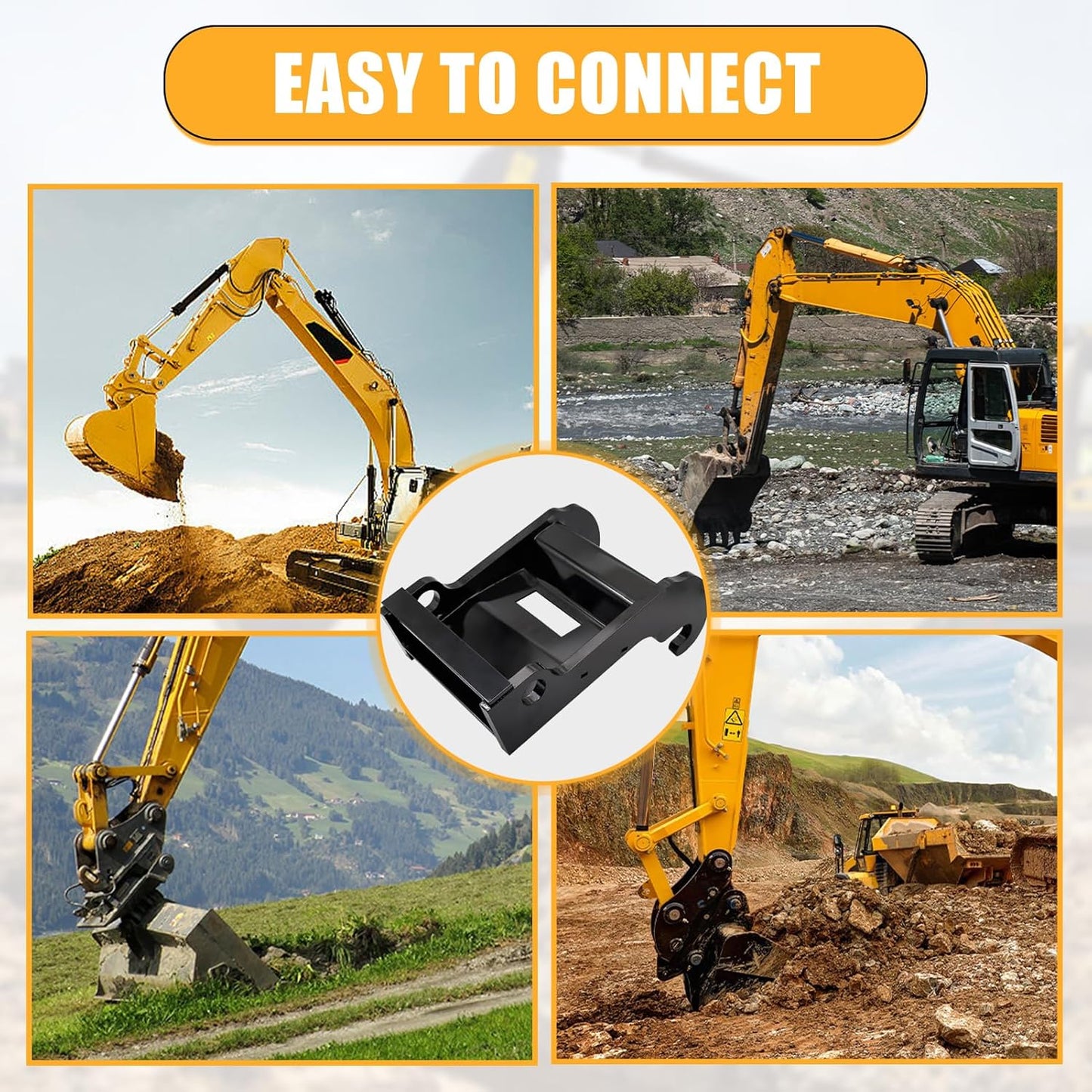 Quick Coupler Bracket for Bobcat E-Series Mini Excavators, Black-Coated Steel, Quick Change Attachments Bracket