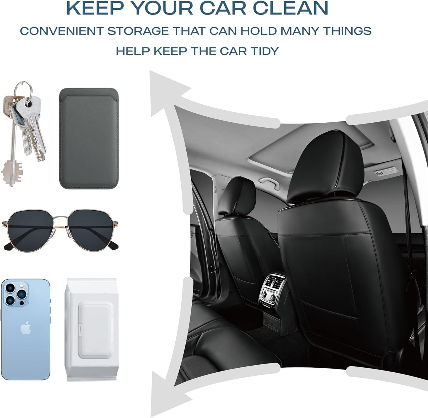 Car Seat Covers, Memory Foam Leather, Air Cooled Front Seats, Universal Fit for Most Cars