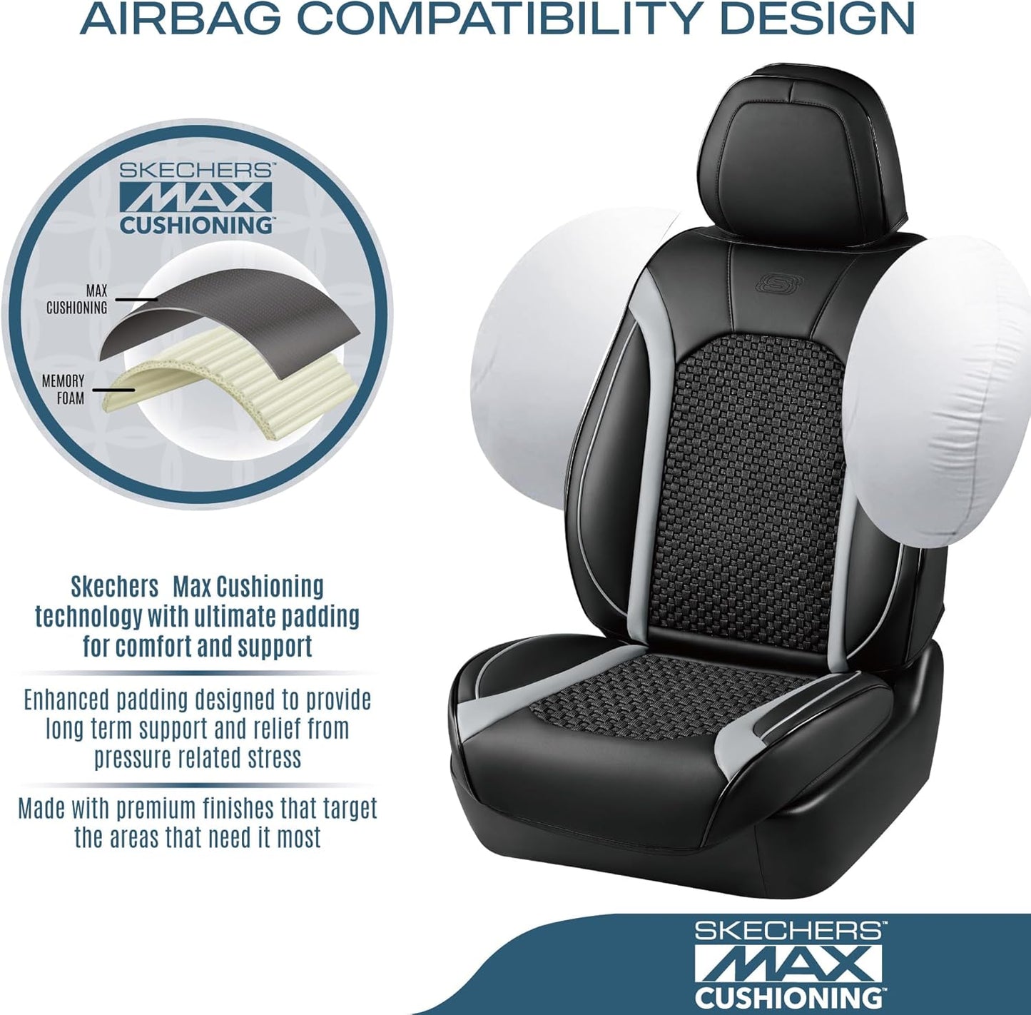 Car Seat Covers, Memory Foam Leather, Air Cooled Front Seats, Universal Fit for Most Cars