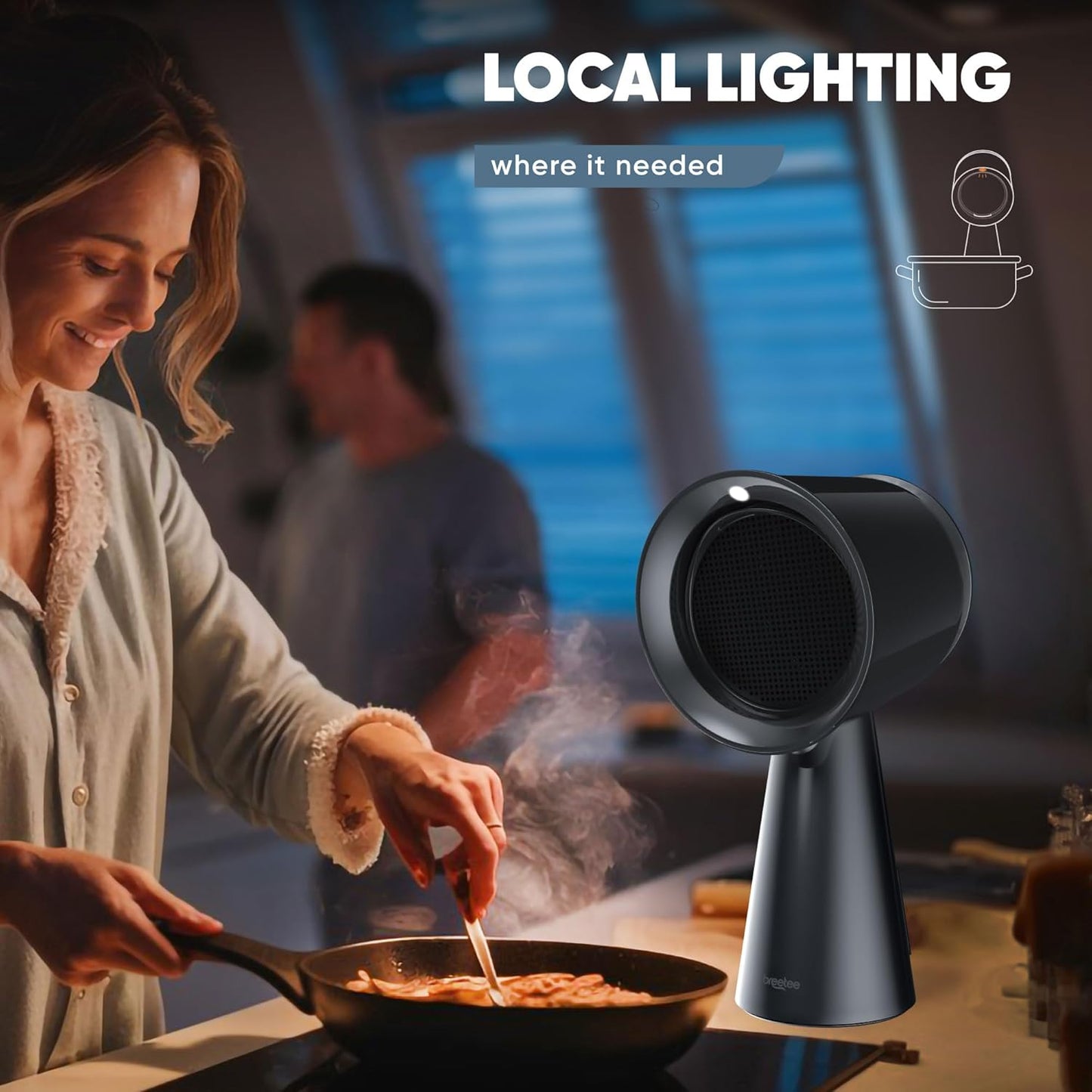 Portable Range Hood Kitchen - Powerful 3-Speed Suction Desktop Compact Range Hood with Double Filter, Black