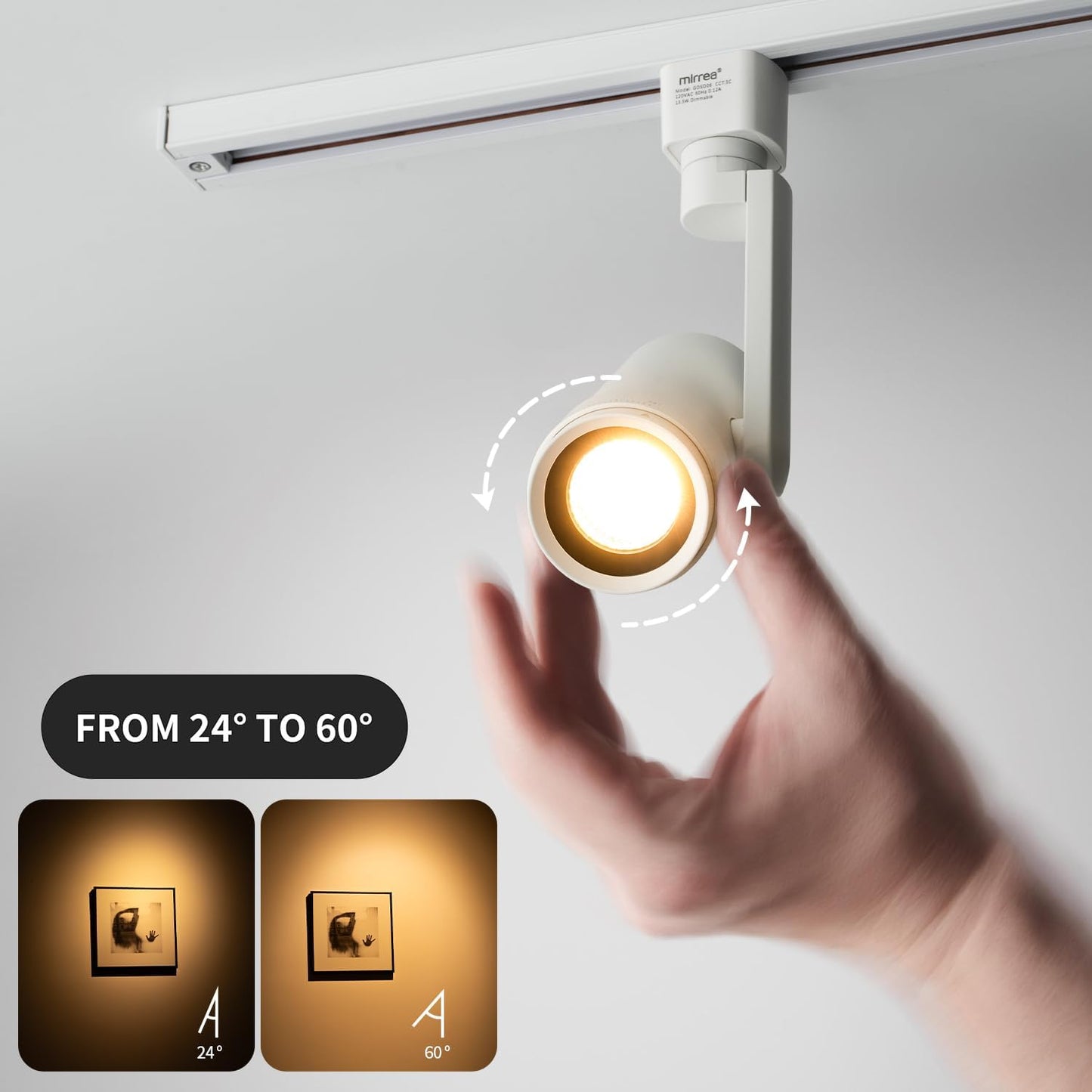5-Color Zoomable LED Track Lighting Heads H-Type Dimmable, 13.5W White Ceiling Fixtures for Room, Modern