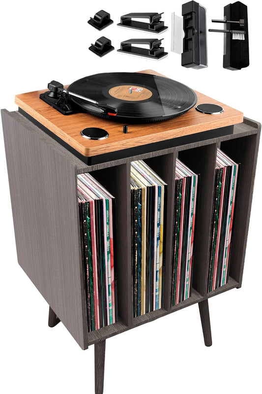 Large Record Player Stand with Vinyl Storage