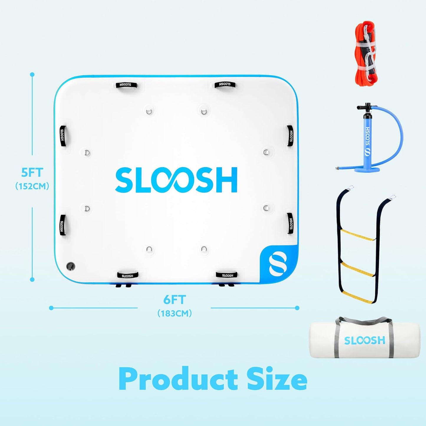 Inflatable Floating Dock, Inflatable Dock Floating Platform with Pump, Non-Slip EVA Surface 5ft x 6ft