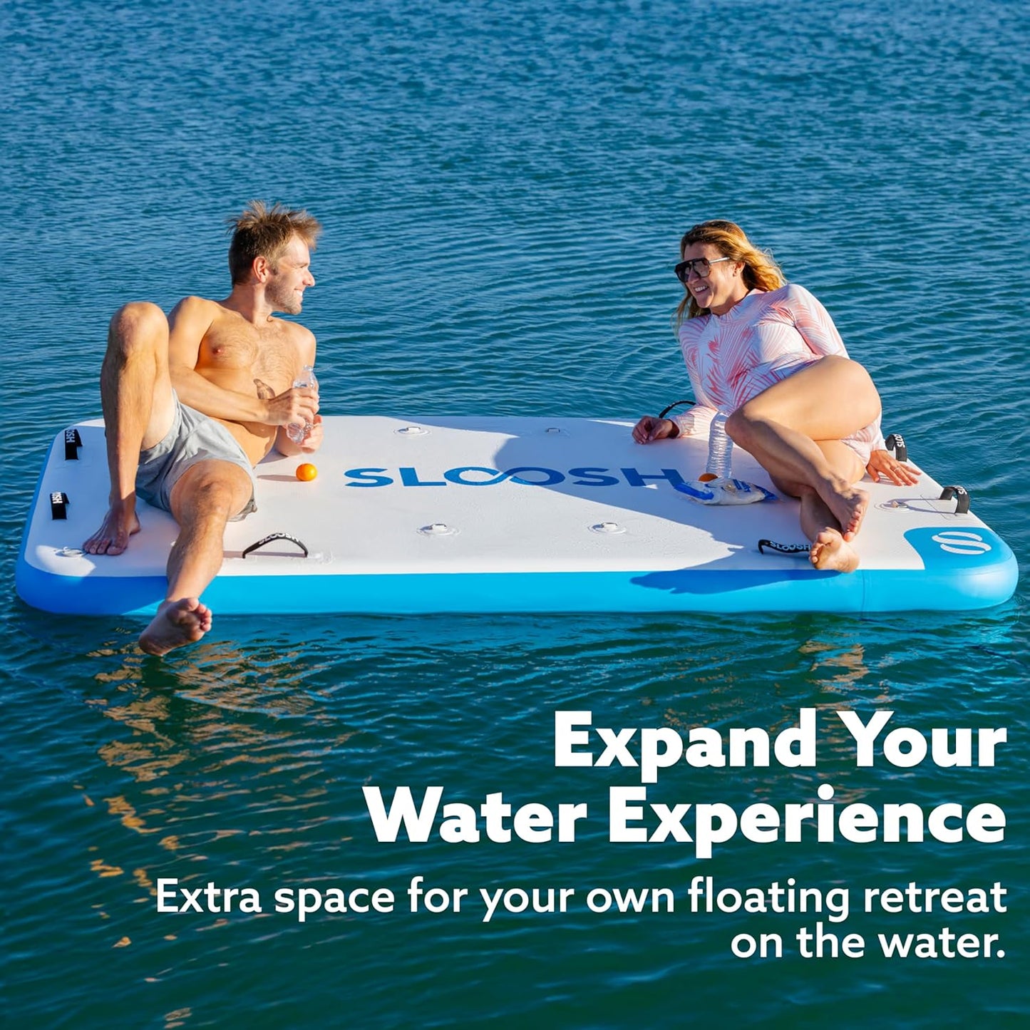Inflatable Floating Dock, Inflatable Dock Floating Platform, Air Dock Island Raft Mat with Pump, None-Slip Eva Surface