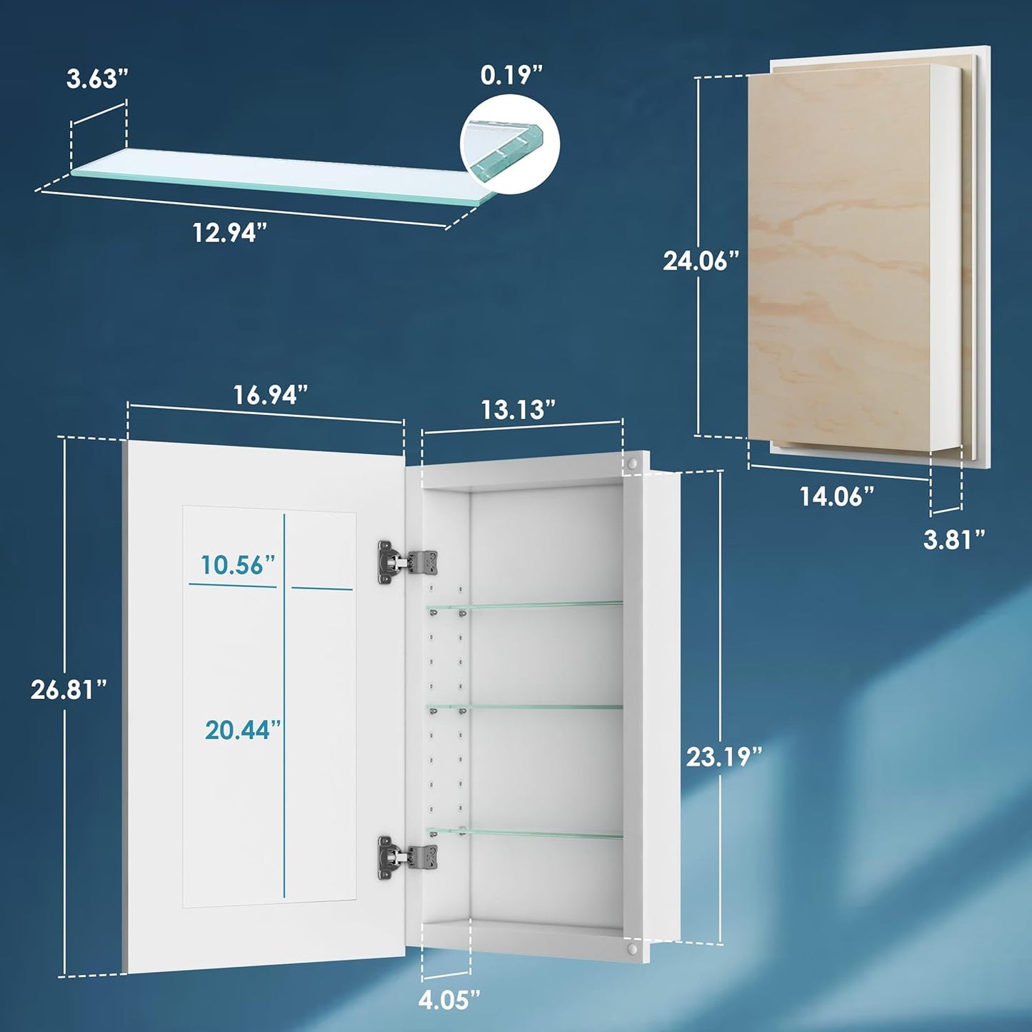 Medicine Cabinet No Mirror, Recessed Medicine Cabinet, Hidden in Wall Niche, Without Mirror, Chalkboard, Concealed