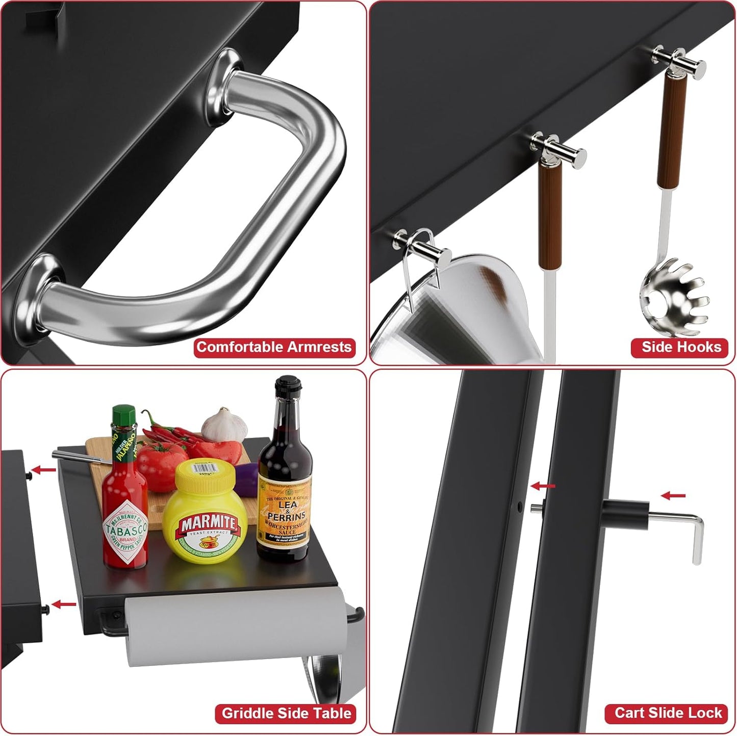 Grill Stand for Ninja Woodfire Outdoor OG700 OG800 Series, Portable Table Cart for Ninja Woodfire