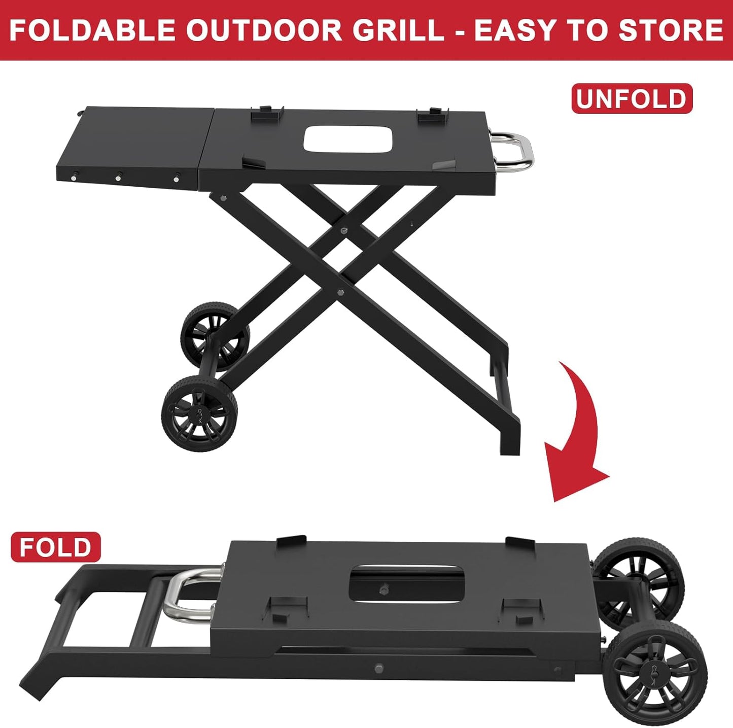 Grill Stand for Ninja Woodfire Outdoor OG700 OG800 Series, Portable Table Cart for Ninja Woodfire
