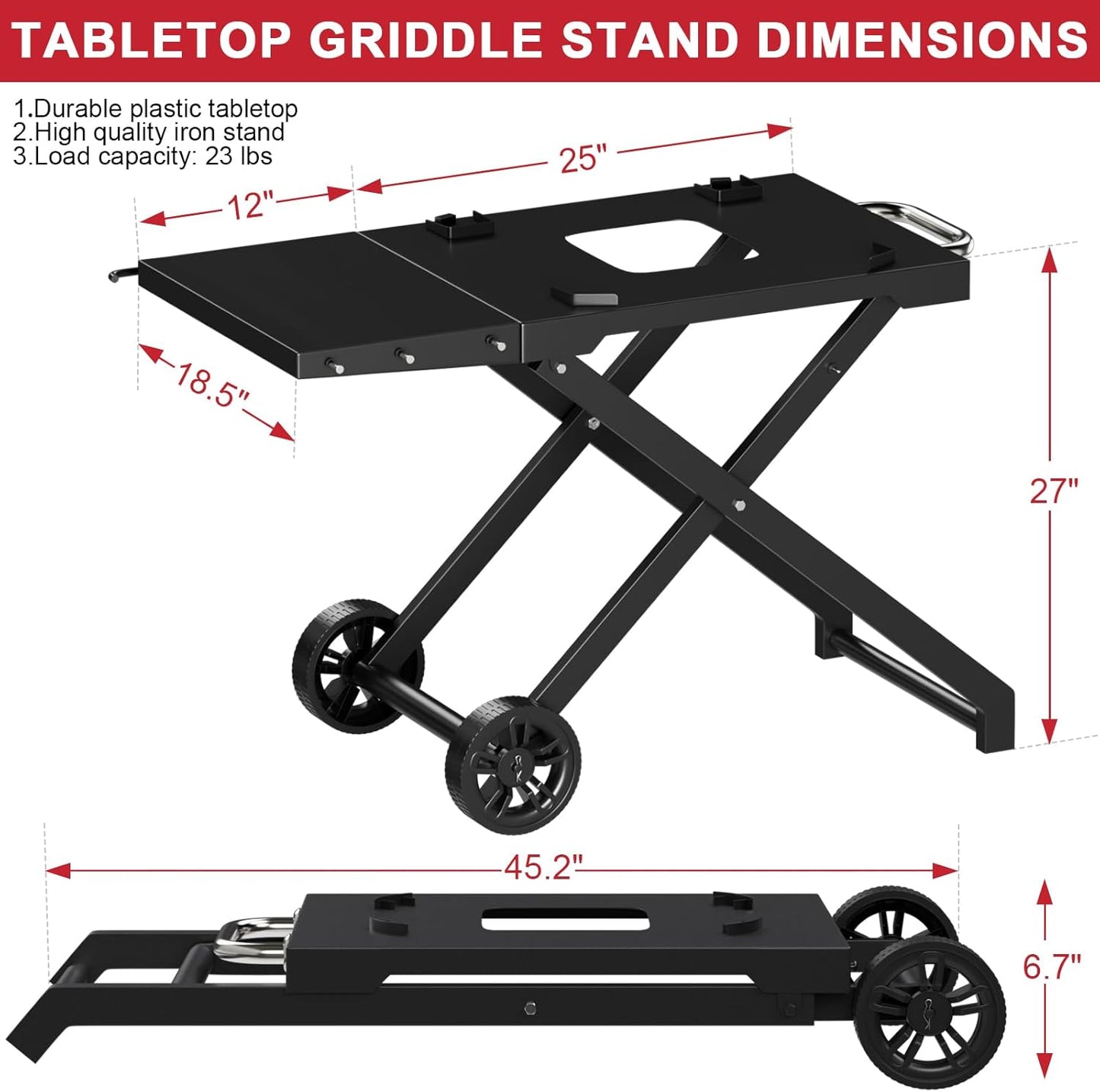 Grill Stand for Ninja Woodfire Outdoor OG700 OG800 Series, Portable Table Cart for Ninja Woodfire