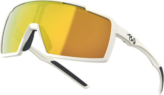 720armour A-Fei Sports Sunglasses, UV400 Protection, Matte White Frame with Gold Lens