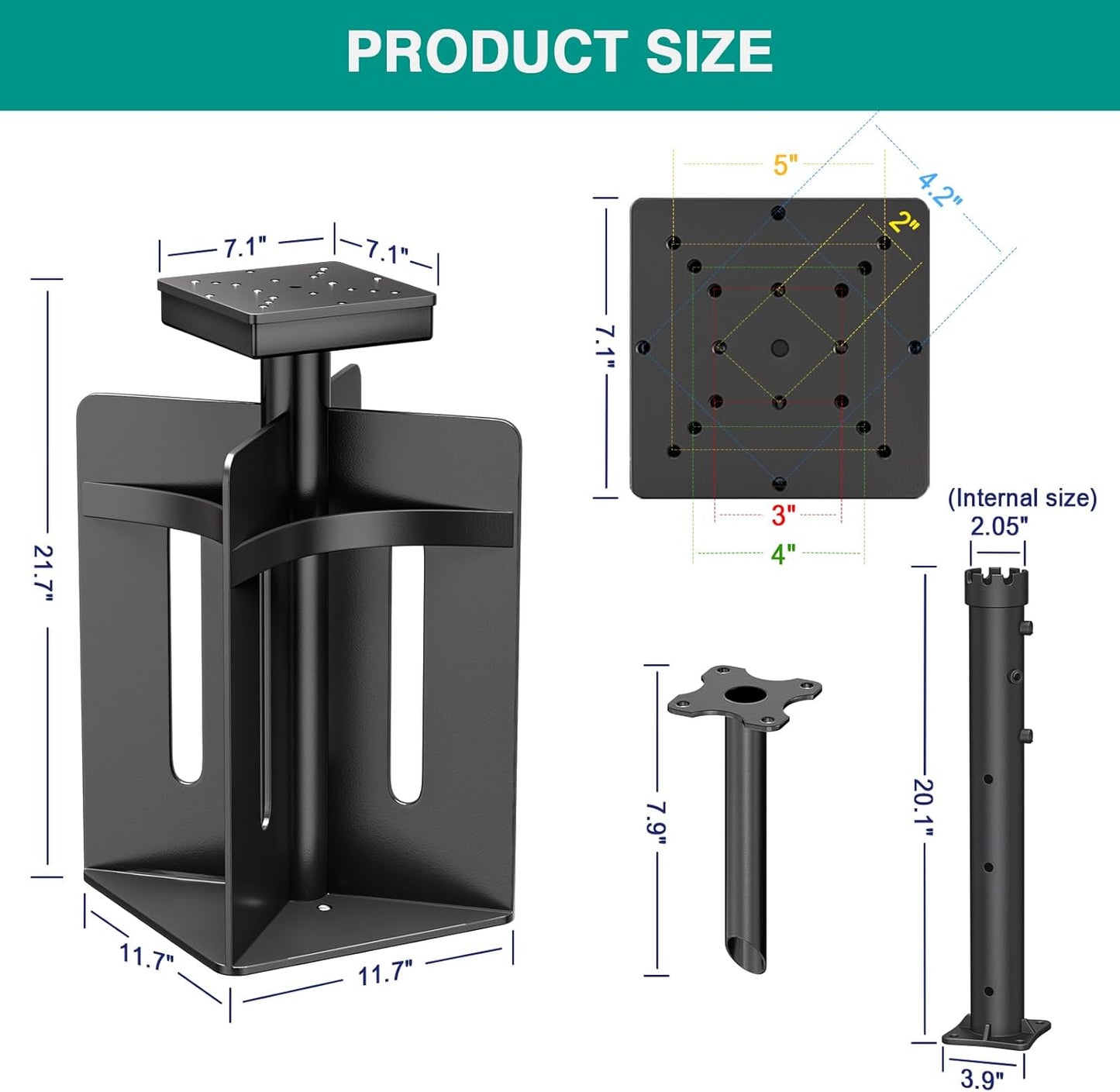 Mayset In-ground Umbrella Base with Umbrella Stand Tube Hanging Parasol Stand Holder Stainless Steels Outdoor Umbrella Base, Black