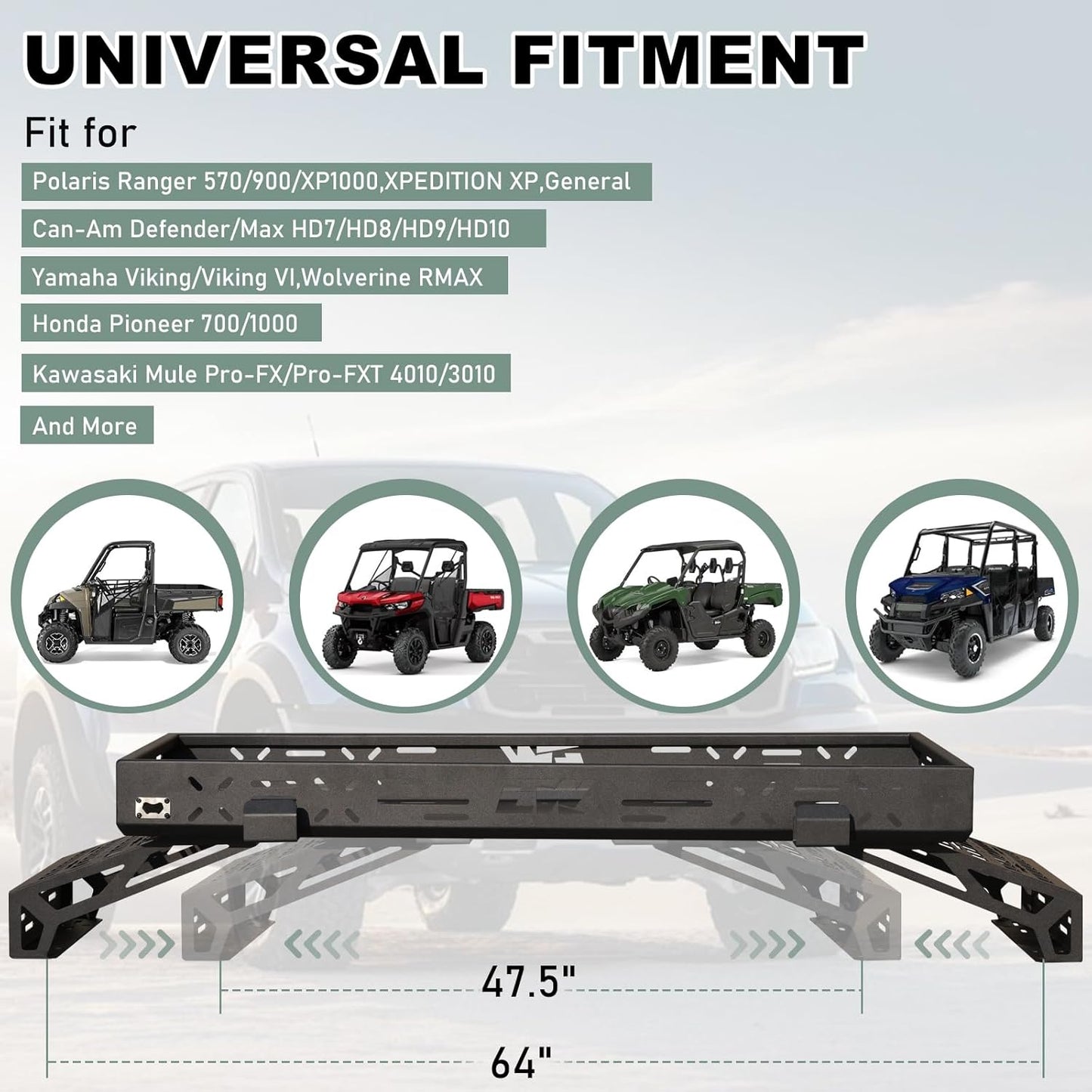 NIXFACE Aluminum Adjustable Universal Overbed Cargo Rack with Cargo Net Fit for Pickup Trucks,UTVs,SUVs,Vans Front & Rear Cargo Basket