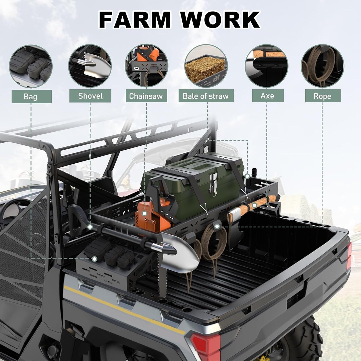 NIXFACE Aluminum Adjustable Universal Overbed Cargo Rack with Cargo Net Fit for Pickup Trucks,UTVs,SUVs,Vans Front & Rear Cargo Basket