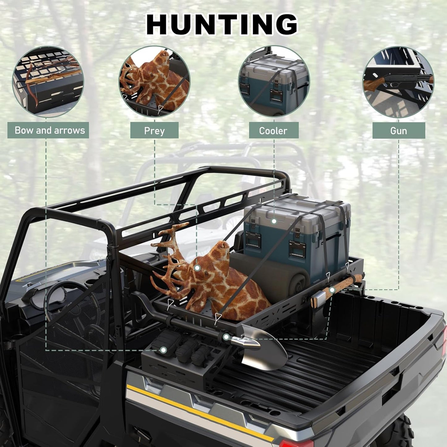NIXFACE Aluminum Adjustable Universal Overbed Cargo Rack with Cargo Net Fit for Pickup Trucks,UTVs,SUVs,Vans Front & Rear Cargo Basket