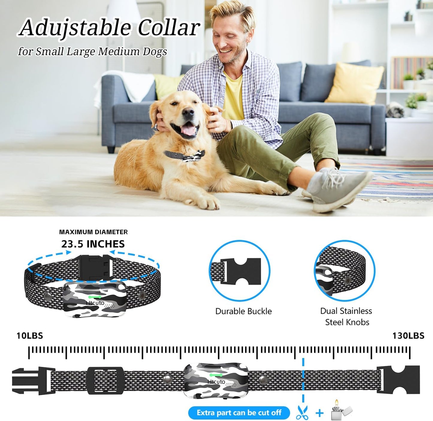 Wireless Dog Fence, Ultrasonic Training Collar, 1160 Yard Adjustable Boundary for Outdoor, 4 Modes Snow Camo