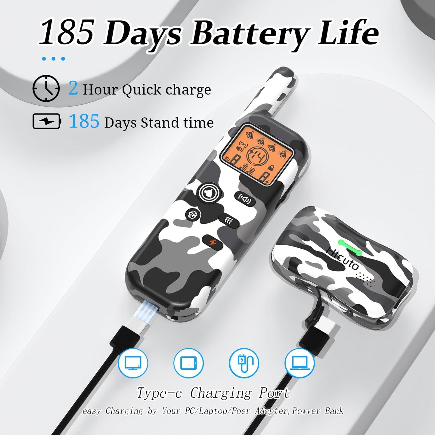 Wireless Dog Fence, Ultrasonic Training Collar, 1160 Yard Adjustable Boundary for Outdoor, 4 Modes Snow Camo