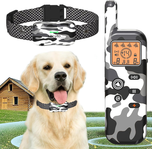 Wireless Dog Fence, Ultrasonic Training Collar, 1160 Yard Adjustable Boundary for Outdoor, 4 Modes Snow Camo