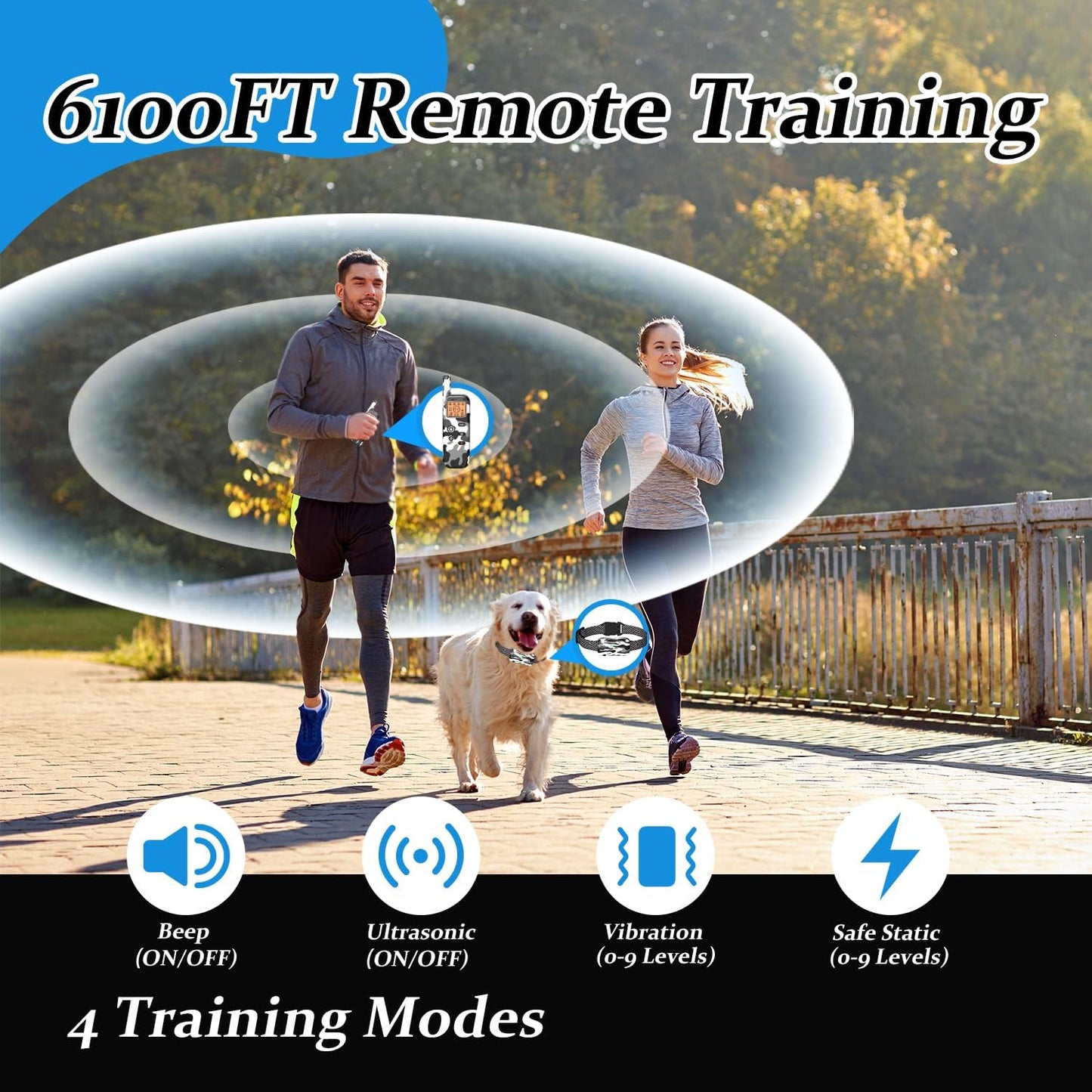 Wireless Dog Fence, Ultrasonic Training Collar, 1160 Yard Adjustable Boundary for Outdoor, 4 Modes Snow Camo