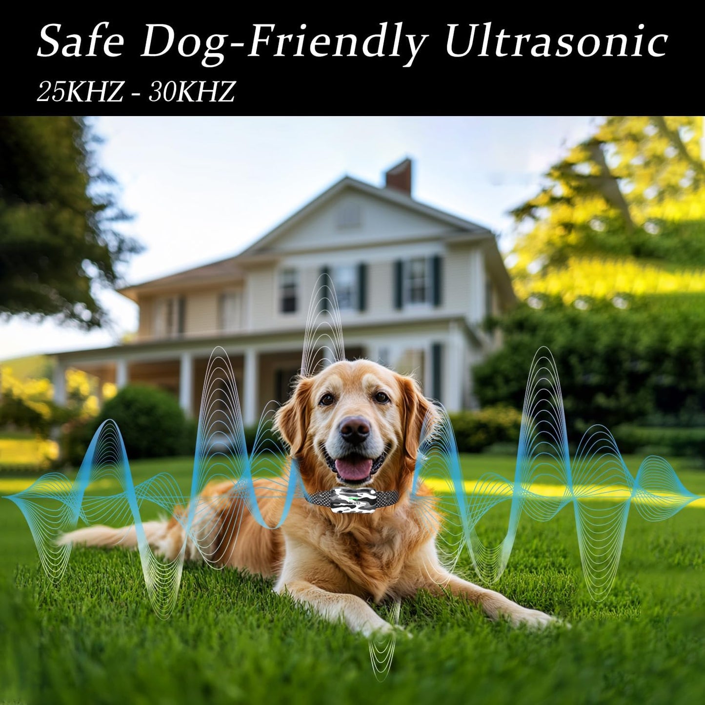 Wireless Dog Fence, Ultrasonic Training Collar, 1160 Yard Adjustable Boundary for Outdoor, 4 Modes Snow Camo
