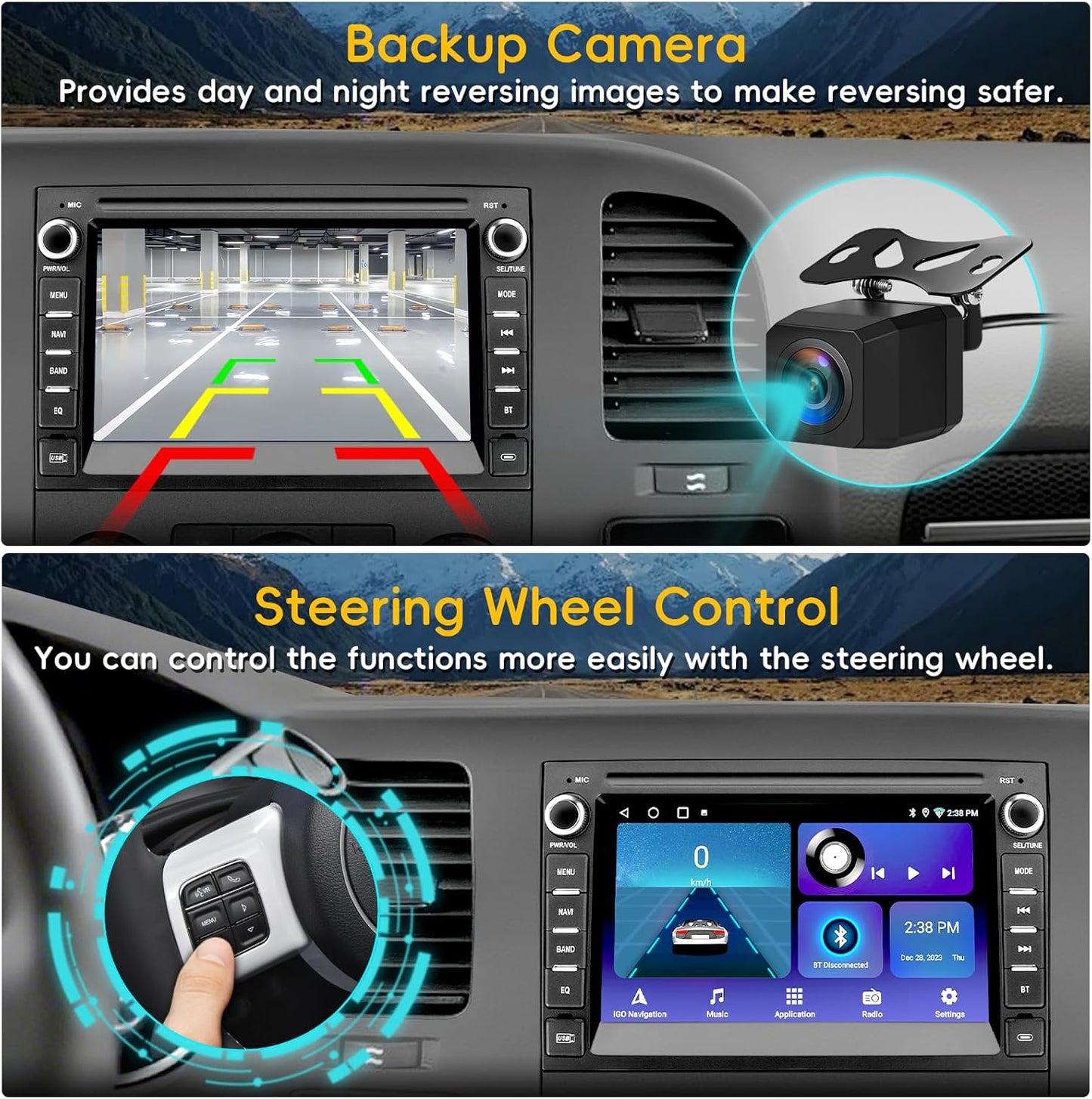 Car Radio Stereo for Chevy Silverado 2007-2014 Tahoe GMC Sierra Yukon,2+64G Android 13 Touch Screen Head Unit with CarPlay Android Auto Bluetooth GPS