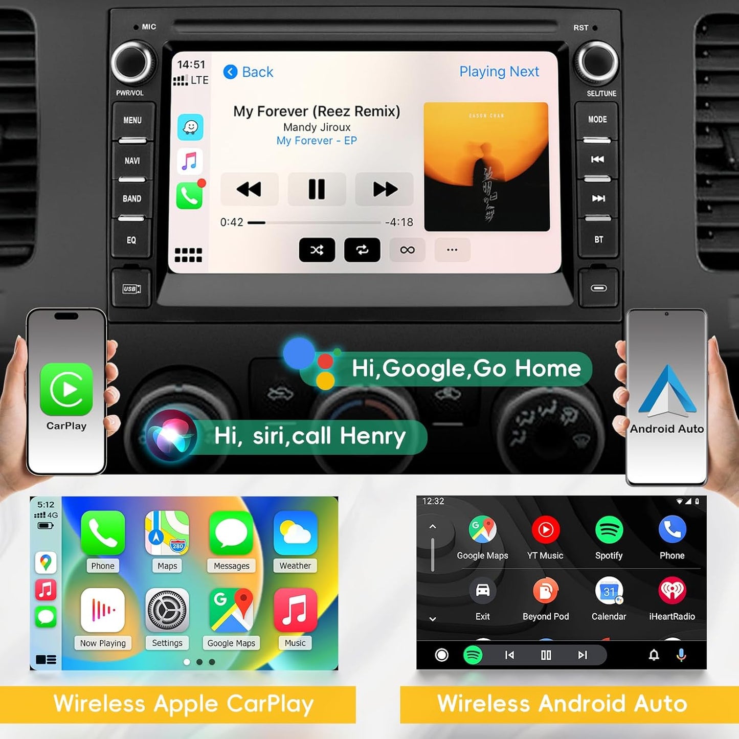 Car Radio Stereo for Chevy Silverado 2007-2014 Tahoe GMC Sierra Yukon,2+64G Android 13 Touch Screen Head Unit with CarPlay Android Auto Bluetooth GPS