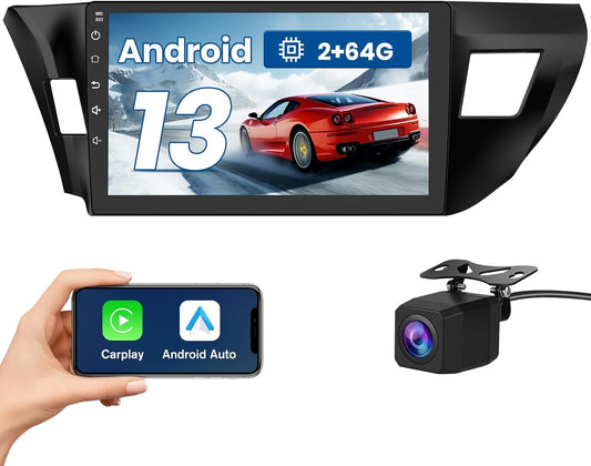 2+64G AWESAFE Android 13 Car Radio Stereo for Toyota Corolla 2014 2015 2016, 10 Inch Touch Screen with Wireless CarPlay Android Auto (2GB+64GB)