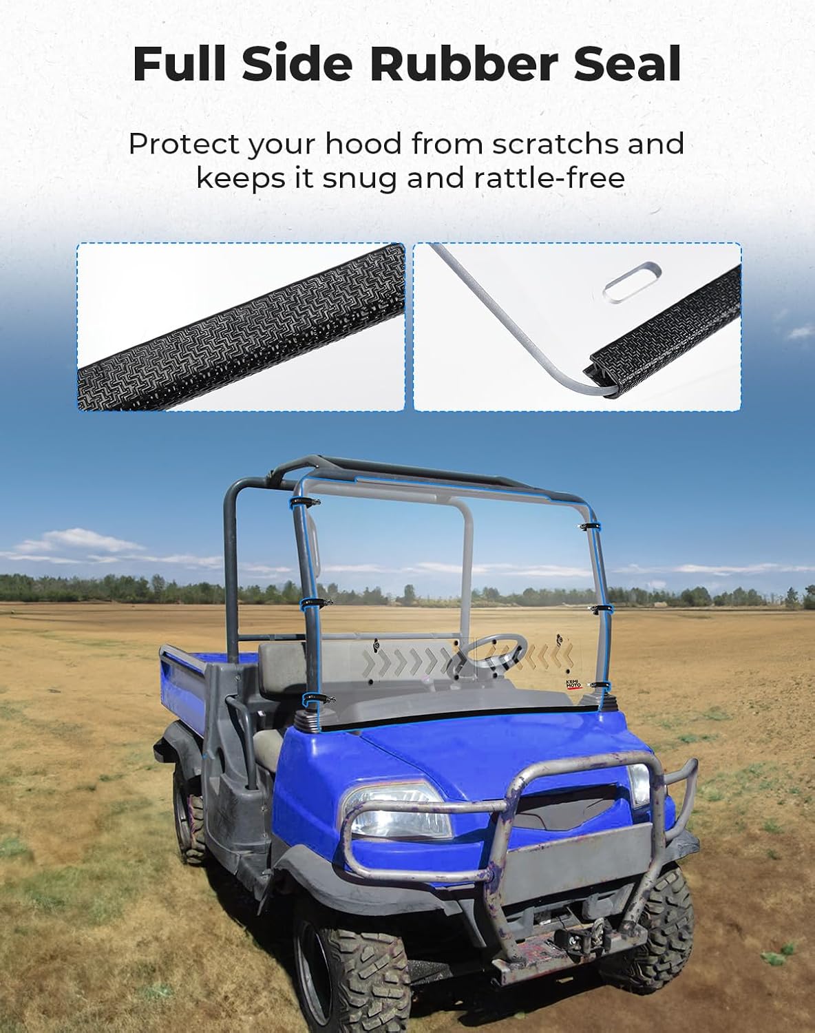 KEMIMOTO Front Windshield with Vent Compatible with Kubota RTV X900/ X1120 Full PC Windscreen Clear Windsow Resistant Not Compatible with the RTV