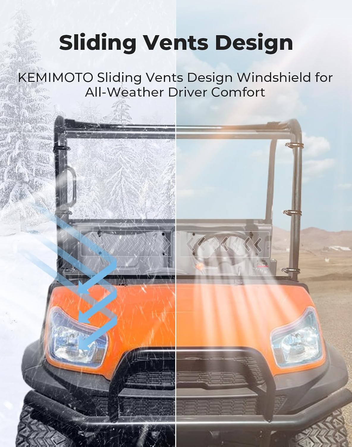 KEMIMOTO Front Windshield with Vent Compatible with Kubota RTV X900/ X1120 Full PC Windscreen Clear Windsow Resistant Not Compatible with the RTV
