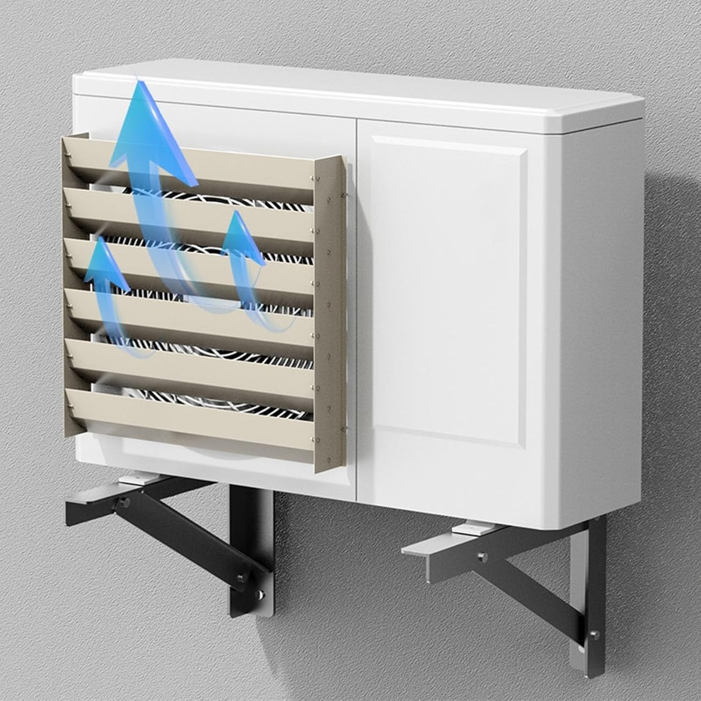 WOHNZA 19.6X19.6in Outdoor Air Conditioner Deflector, Air Vent Louver Cover, AC Condenser Compressor Protection Fence for Outside Units