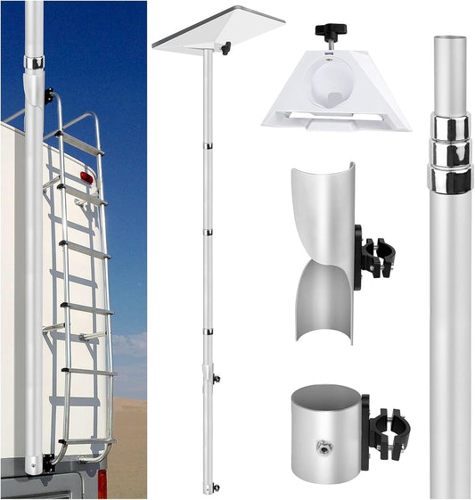 Starlink Mini Flag Pole Mount Kit - 10 feet Telescoping FlagPole- Fits for 0.7 to 1.1 Inch Round Ladder Rails