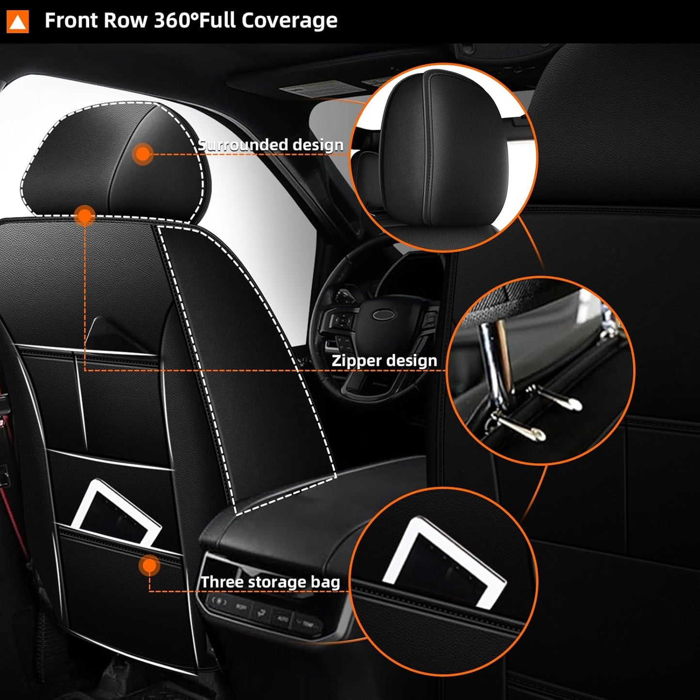 Front Seat Covers Fit for Ford Bronco 2021 2022 2023 2025, Waterproof (2Seat Black)
