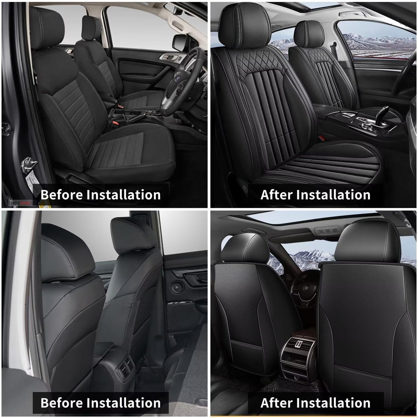 Car Seat Covers Fit for Ford Maverick 2022-2025 Front Set Waterproof Faux Leather, (2 Seat, Black)