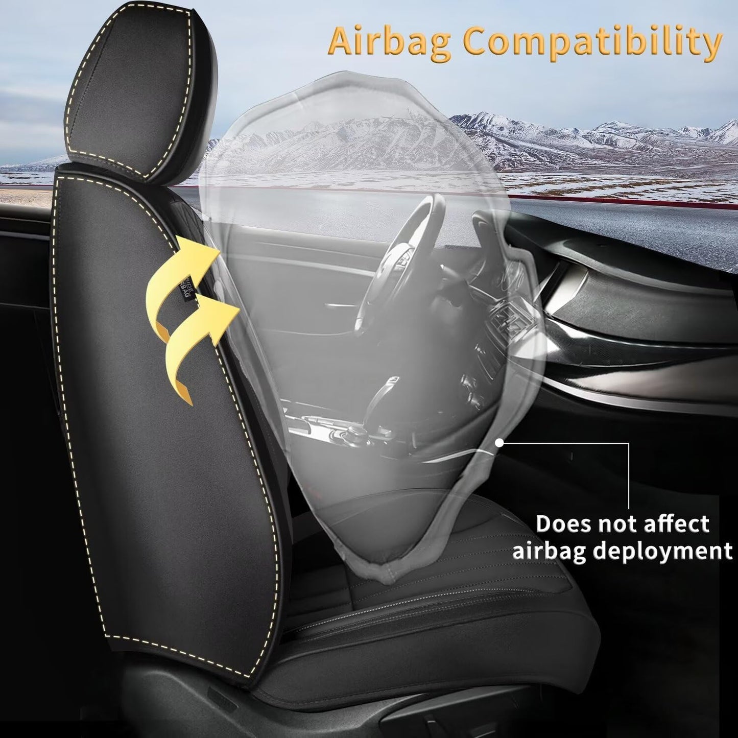 Car Seat Covers Fit for Ford Maverick 2022-2025 Front Set Waterproof Faux Leather, (2 Seat, Black)