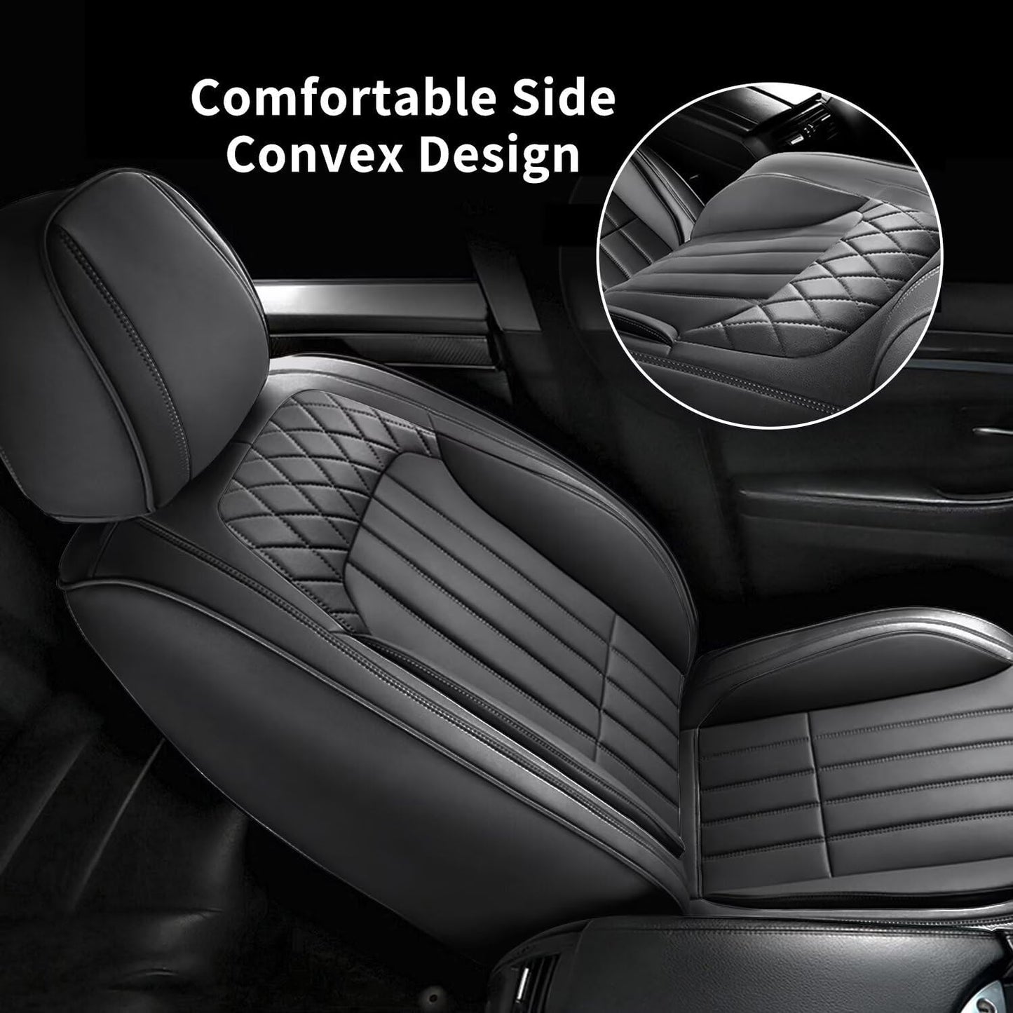Car Seat Covers Fit for Ford Maverick 2022-2025 Front Set Waterproof Faux Leather, (2 Seat, Black)