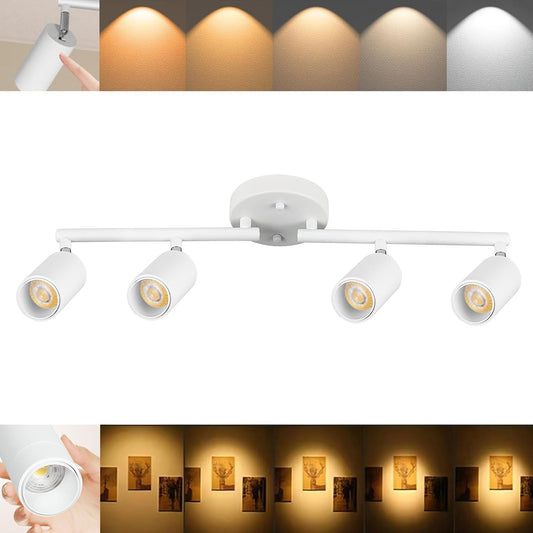 5 Color LED Track Lighting Kit, 4 Lights Dimmable 48W, Zoomable 2700K/3000K/3500K4000K/5000K