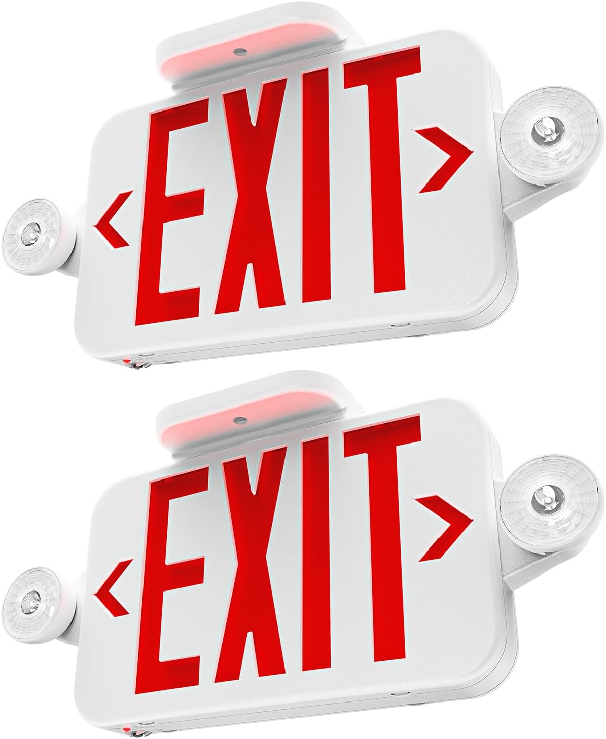 Sunco LED Exit Sign With Emergency Lights, Red, Two Mini Adjustable Lights, 94V-0 Fire Resistant, Backup Battery, 2.3W 6000K Daylight Deluxe, 200