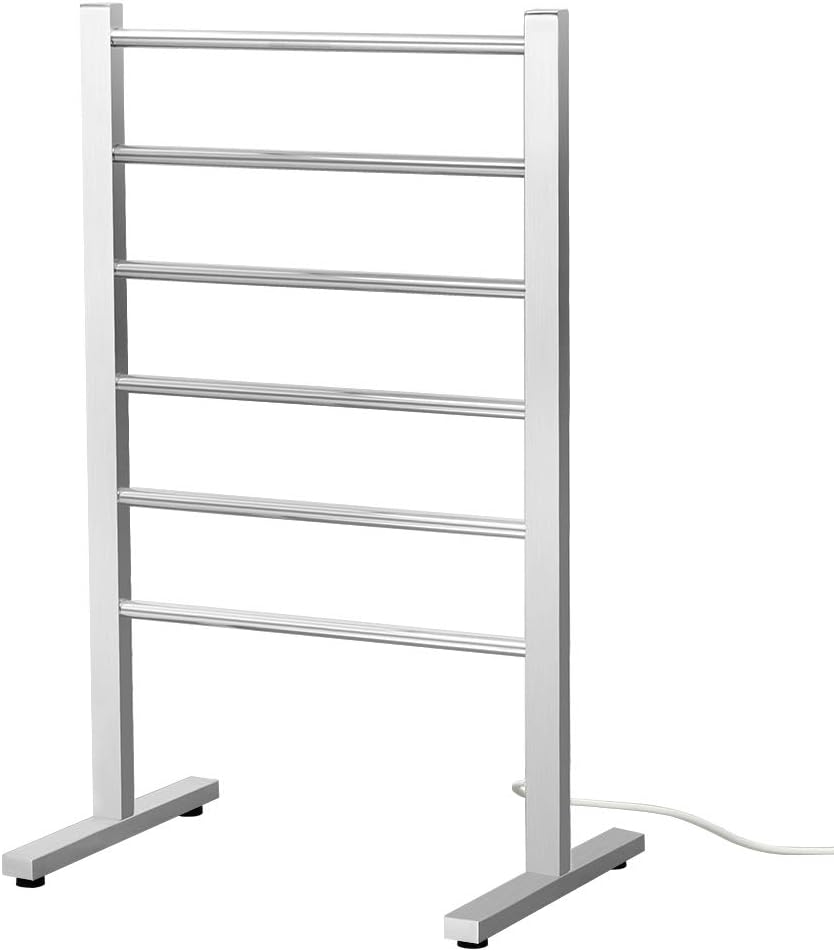 SHARNDY Portable Electric Towel Warmer ETW78-1 Freestanding Drying Rack for Home Bathroom Stainless Steel Brushed Nickel, 6 Bars, 65W