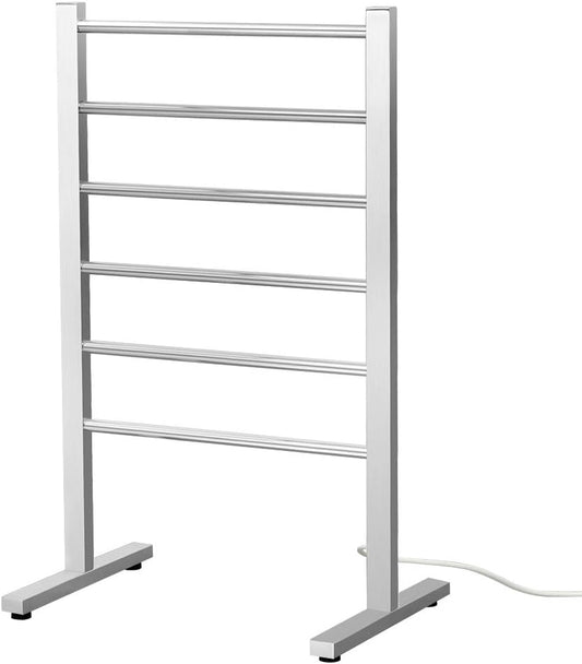 SHARNDY Portable Electric Towel Warmer ETW78-1 Freestanding Drying Rack for Home Bathroom Stainless Steel Brushed Nickel, 6 Bars, 65W