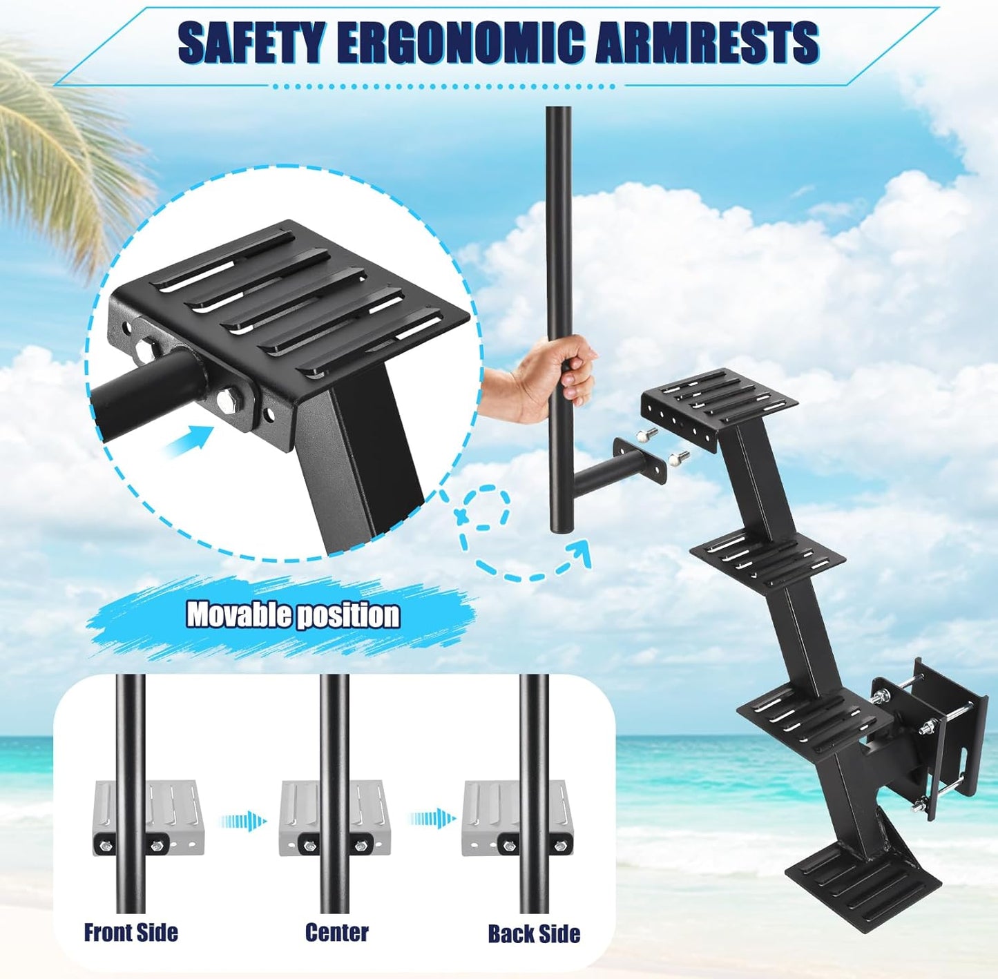 Trailer Steps, Heavy Duty Boat Trailer Steps, Suitable for 4 x 4 inches Trailer Frame, Black