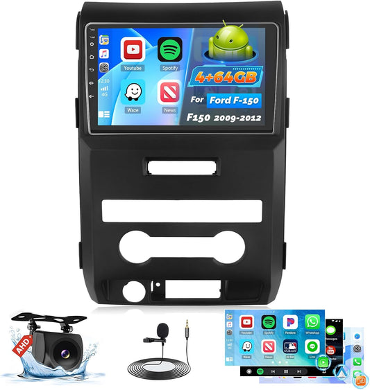 Car Stereo Radio for Ford F-150 F150 2009 2010 2011 2012 with Wireless Carplay Android Auto, 4+64G 9 inch HD IPS Thouch Screen Bluetooth Radio with