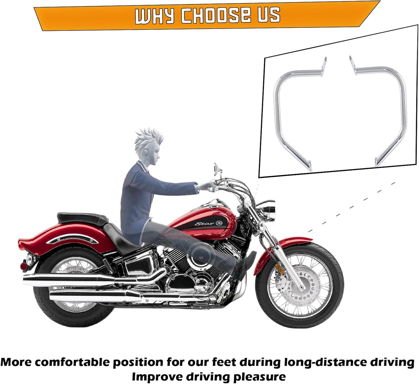 Kinglemc Engine Guard Highway Freeway Crash Bar for Yamaha Vstar Xvs 1100 Custom Classic Silverado