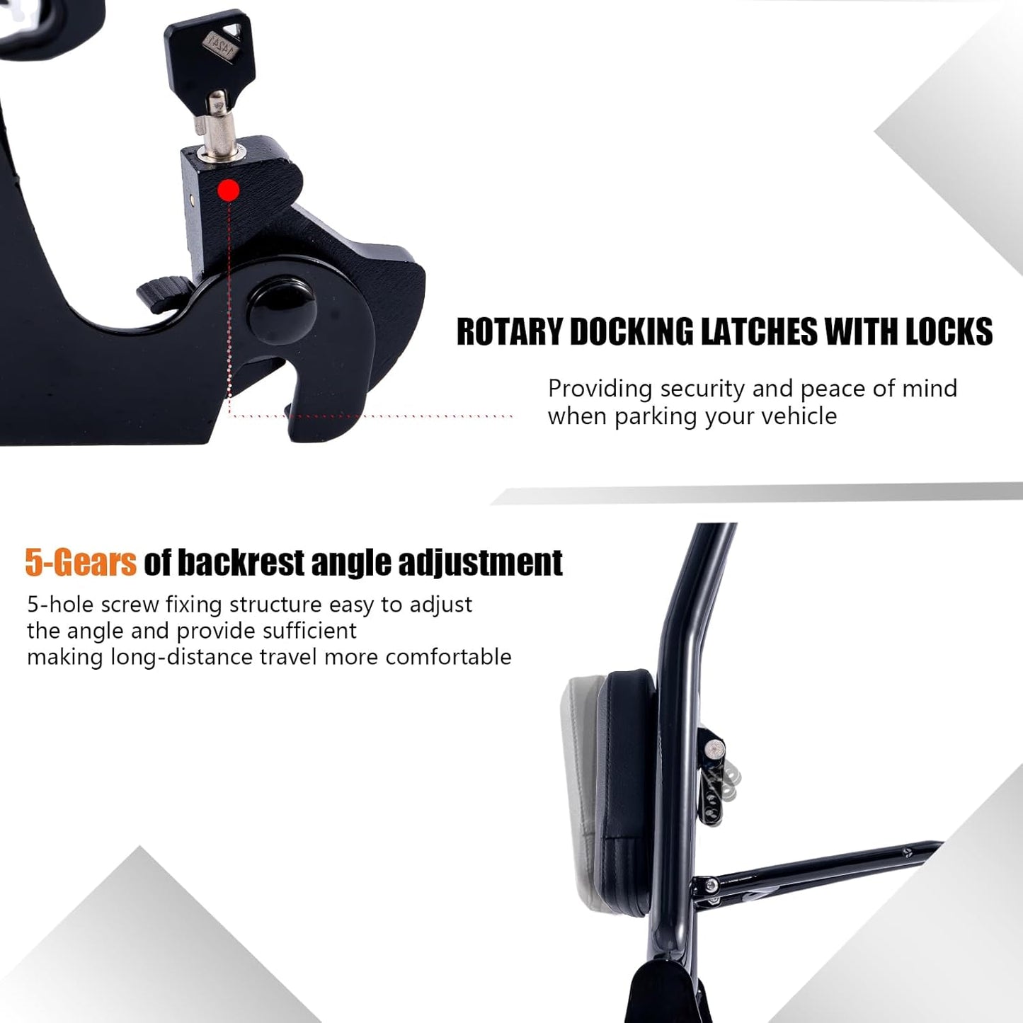 Kinglemc Adjustable One-Piece Sissy Bar Luggage Rack Passenger Backrest with Lock for Harley Softail Deluxe FatBoy 2000-2017